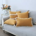 thumbnail image 3 of Nvzi Farmhouse Cotton Linen Throw Pillow Covers with Tassels Decorative Lumbar Throws Cushion Cover for Sofa Bedroom Car (Yellow 03, 12"x20"), 3 of 4
