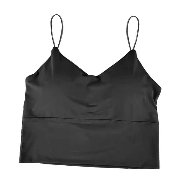 Verano Mujer Crop Tops Tank Top sin mangas Ice Silk Girls Wireless Seamless Tube Negro Zulema Camisola