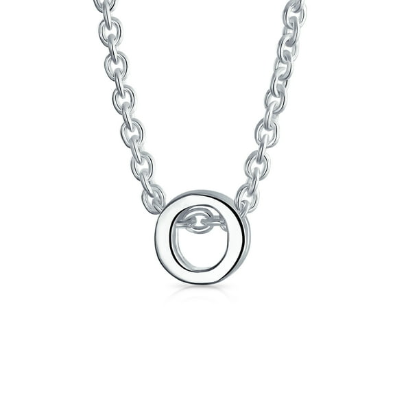 Bling Jewelry Womens O - Tiny Block Letter Alphabet Initial Dainty Pendant Necklace Sterling Silver