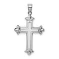 thumbnail image 4 of 925 Sterling Silver Hollow Polished Fleur-de-lis Religious Faith Cross Pendant Necklace 38x22mm Wide Pendant for Women, 4 of 4