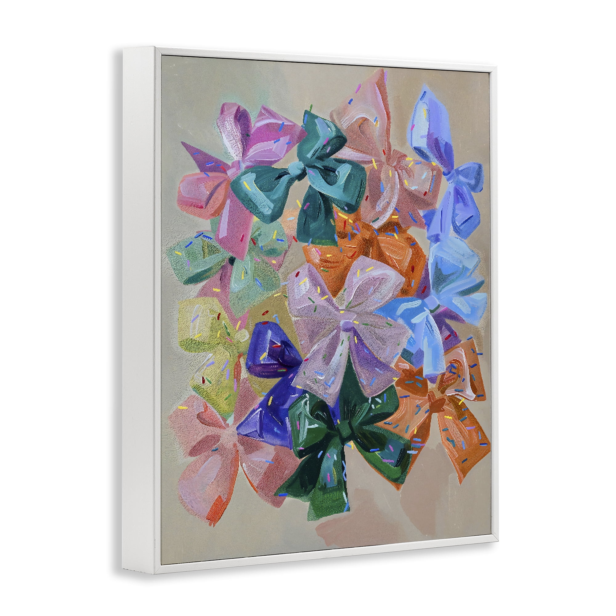 Stupell Industries Bright Bows Cluster with Sprinkles White Framed Giclee Art, design by The Prints Vibe