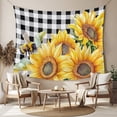 thumbnail image 2 of Sunflower Bee Tapestry for Bedroom Wall Hanging Tapestry, Black White Lattice Yellow Floral Flower Ceiling Backdrop Tapestries Poster Blanket Wall Decor for Teens Room Living Room Dorm 59" x 90", 2 of 8