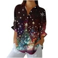 thumbnail image 2 of Craaazy Christmas Womens Shirts Colorful Christmas Trees Print Blouses Button Down Shirts for Women Gifts for Women, 2 of 6
