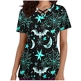 thumbnail image 1 of Tops Cortos para las Mujeres, Halloween Impreso en Cuello en V con Bolsillo, Moda Casual Manga Corta, 1 of 5