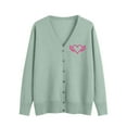 thumbnail image 2 of GUZOM Sweaters Womens Acrylic Cardigan with Pink Heart Wings - Loose V-Neck S-XXXL, Green for Casual Office Layering Everyday Wear,Size 3XL, 2 of 5