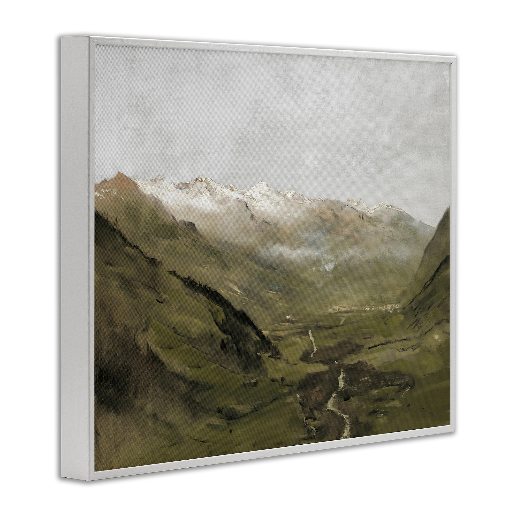 Stupell Industries Winding Valley Path Landscape Painting White Framed Art Print Wall Art, 14 x 11