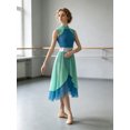 thumbnail image 5 of SiiRoh Womens Sleeveless Ballet Dancewear Ballroom Dance Leotard Dress Mock Neck Liturgical Praise Worship Dress Tunic Prom Dresses Green&Blue M, 5 of 6
