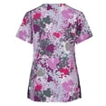 thumbnail image 2 of Kayannuo Print Nursing Uniforms Scrub for Women Women Short Sleeve V-neck Tops Working Uniform Blouse, 2 of 3