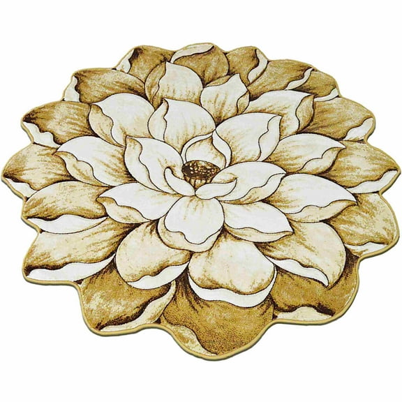 Flowers Rug Design 301 - 2'6"x2'6" Round, Beige