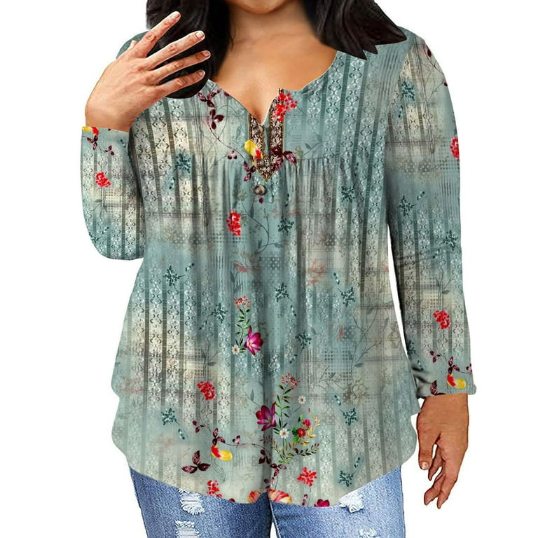 Dyegold Bohemian Clothes for Women Ladies Womens Plus Size Blouse Women Tops Work Office Sport Long Sleeve Trendy Tunic Tops Womens Fitted T Shirts