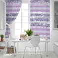 thumbnail image 5 of Fsddascl Purple Striped Blackout Curtains for Bedroom/Living Room, Thermal Insulated Kitchen Curtains, Monochrome Silverygeometric Lines Dots Grommet Darkening Window Treatment Drapes 52"x84"x2, 5 of 6
