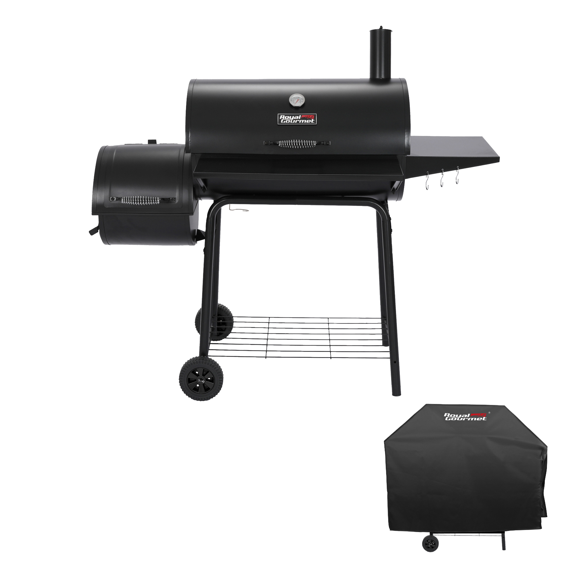 Royal Gourmet CC1830SC 30-Inch Charcoal Grill with Offset Smoker, 811 Square Inches Cooking Area in Total, with Cover Included, Perfect for Backyard Cooking,Black