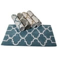 thumbnail image 2 of Saffron Fabs  Bath Rug, Cotton, Non-Skid, Geometric, Machine Washable White/Blue 24 x 36, 2 of 5