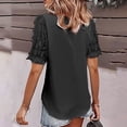thumbnail image 3 of Women's Summer Chiffon Tops Shirts V Neck Dressy Casual Comfy T Shirts Short Sleeve Solid Tunic Blouses Pullover, 3 of 6