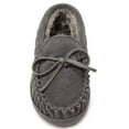 thumbnail image 6 of Minnetonka Kid's Hardsole Pile-Lined Moccasin Slippers, Charcoal 7 Little Kid, 6 of 6