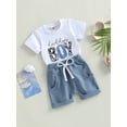 thumbnail image 3 of Bagilaanoe 2pcs Toddler Baby Boy Short Pants Set Short Sleeve Letters Print T-Shirt Tops + Shorts 6M 12M 18M 24M 3T Kids Casual Summer Outfits, 3 of 8