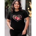 thumbnail image 4 of Camiseta de mujer, camisetas de manga corta, camisetas casuales, camiseta de cuello redondo con corazón de amor y fresa rosa para mujer, 4 of 8