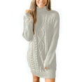 thumbnail image 1 of EGNMCR Chandail à Col Roulé pour Femmes, Chandails pour Femmes Chandail à Col Rond Surdimensionné d'Automne en Tricot Torsadé à Manches Longues Chandails Courts Épais Robes Chandail pour Femmes, 1 of 6