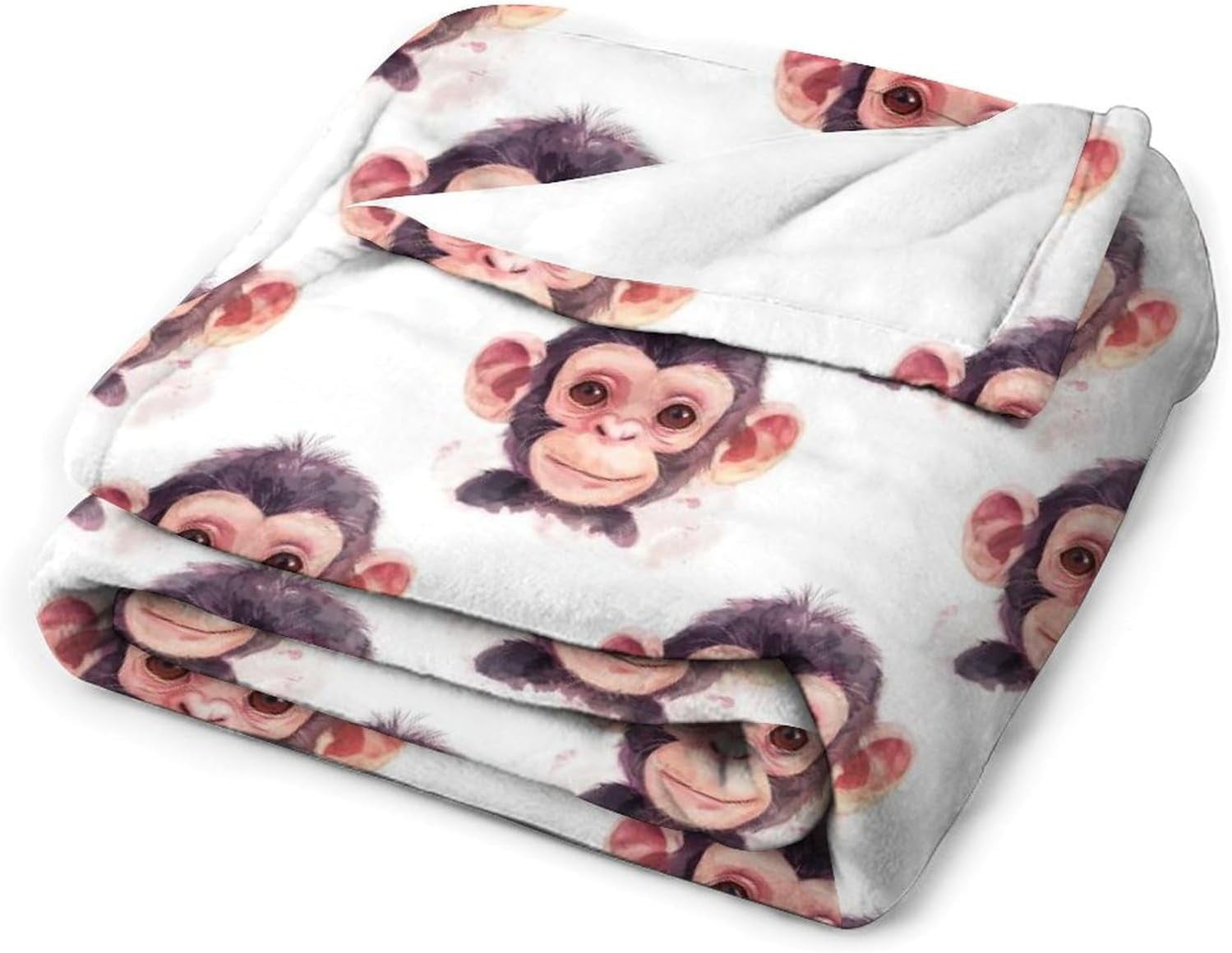 Monkey Throw Blanket Cute Little Gorilla Animal Print Blankets Gifts Couch Sofa Bed Stuff Decor Soft Cozy Lightweight Fleece Plush Flannel Bedding for Lover Women Men Girls Boys Adults Kids 40"x50"