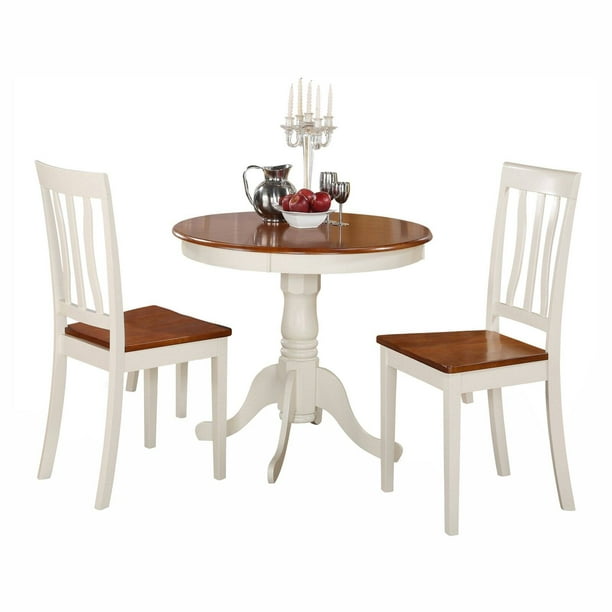 ANTI3-WHI-W 3 Pc Kitchen nook Dining set-Kitchen Table and 2 Chairs for ...