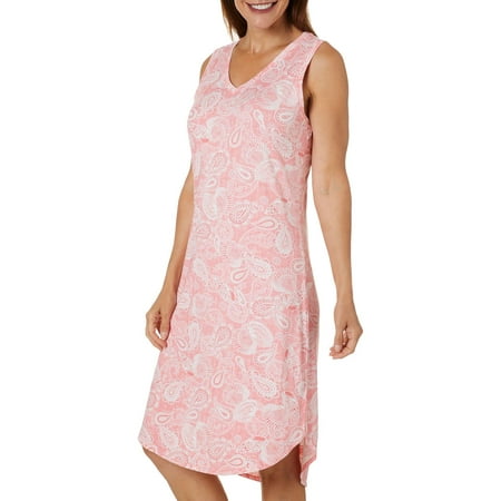 Jaclyn Intimates Womens Paisley Seashell V-Neck Nightgown