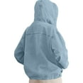 thumbnail image 5 of Denim Tops for Women Trendy Hoodies with Pocket Loose Button up Jean Pullover Drawstring Hooded Sweatshirts (XL, Light Blue), 5 of 7