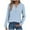 Light Blue, variant on Women's Long Sleeve Tops, V-Neck Zip-Front Blouse with Casual Print, Comfortable Stretch Fabric for Daily Wear, Office, and Outings