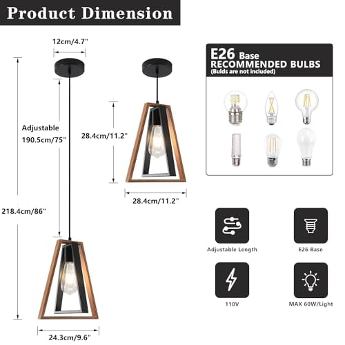 3 Pack Small Farmhouse Pendant Lights Kitchen Island Industrial Metal Pendant Light Fixture Black Hanging Light Fixture Vintage Pendant Light Fixtures for Dining Room Living Room