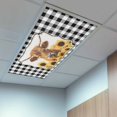 thumbnail image 2 of 2 Pack Farm Animal Cow Fluorescent Light Covers for Ceiling Lights Black Plaid Sunflower Floral Country Style Magnetic Ceiling Light Covers Overhead Light Filters for Office Classroom Home, 2 of 9