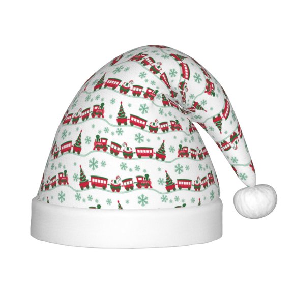 Naloa Christmas Train Santa Hat for Kids Baby Christmas Hats,Girls Boys Toddler Plush Xmas Holiday Hat,Luxury Santa Claus Hat