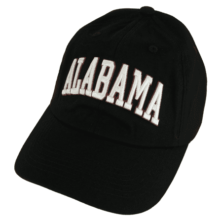 Alabama Buckle Back Adjustable Cotton Baseball Cap (Black/White Script)