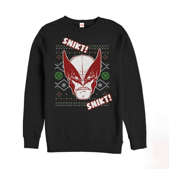 Men's Marvel Ugly Christmas X-Men Wolverine Snikt Sweatshirt Black Medium