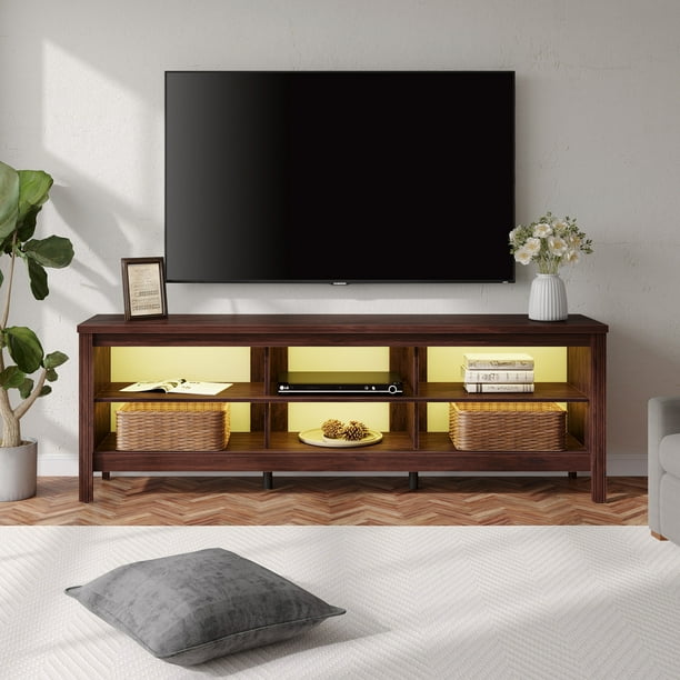 TV Stand for 75 Inch TV Stands with LED Lights, Media Console