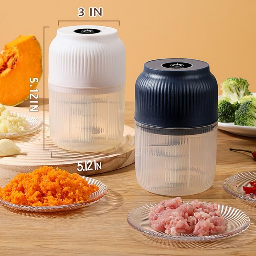 Electric Garlic Chopper, Rechargeable Mini Food Processor with Container & Lid, 4/6 Blade Chopper for Vegetables, Nuts, Meat & Egg Whisking