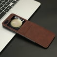thumbnail image 3 of Feishell for Samsung Galaxy Z Flip 6 Case,Galaxy Z Flip 6 Luxury PU Leather Folding Protective Phone Case with ID Credit Card Slots Pocket Shockproof Protective Shell Cover,Brown, 3 of 6