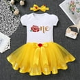 thumbnail image 4 of IBTOM CASTLE Baby Girls 1st Birthday Outfit Princess One Cosplay Character Romper Tutu Dress Headband Party Clothes for Photo Shoot 1 Year Yellow - Bell One, 4 of 8