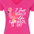 thumbnail image 4 of Inktastic I Just Really Like Flamingos Ok with Pink Flamingo Women's V-Neck T-Shirt, 4 of 5