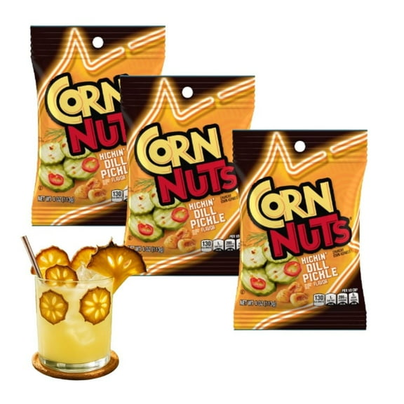 CORN NUTS® Kickin’ Dill Pickle Crunchy Corn Snacks, Pack of 3   BONUS Dehydrated Pineapple Slices (Rodajas de Abacaxi Desidratado) | Bold Dill Pickle Flavor | Crunchy Snack, On-the-Go, Party Mix