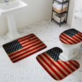 thumbnail image 3 of Vintage American Bathroom Rugs Set Flag Patriotic Star Striped Wood Grain Non Slip Absorbent Soft Bath Mats 3 Piece Set with Bathroom Rug, U-Shaped Floor Mat, Toilet Seat Cover Small Size, 3 of 9