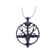 thumbnail image 1 of Pendentif Tête de Chèvre en Étain avec Finition Argent Pentacle Inversé Collier, 1 of 5