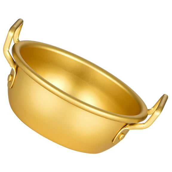 BEADCEST Aluminum Soup Bowl With Lid For Cooking Golden 1Pcs 5.42X4.72X2.95in