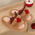 thumbnail image 6 of Christmas Slippers Adult Cute Cartoon Design Fuzzy Slippers Santa Reindeer Homewear Indoor Warm Winter Shoes Christmas Gifts #07 Coffee & Size 10.5, 6 of 9