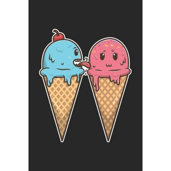 Sketchbook: 109 Pages A5 (6 x 9 Inch) - Framed Pages - Great Gift for Kids and Friends - A Great Gift Idea for the First Day of School - Cute Kawaii Funny Ice Cream Licks Ice (Paperback)