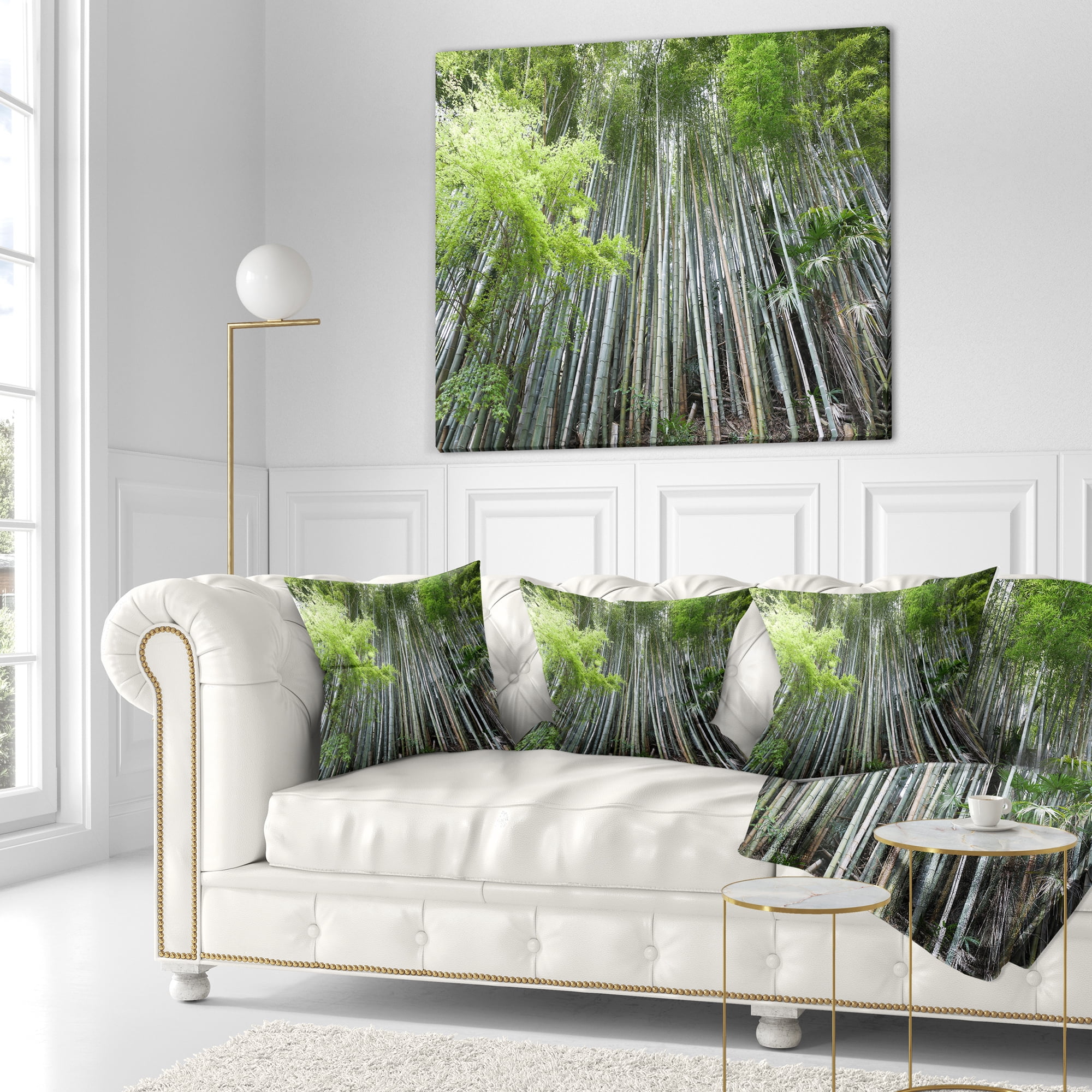 Designart Dense Bamboo Forest of Japan - Forest Throw Pillow - 18x18