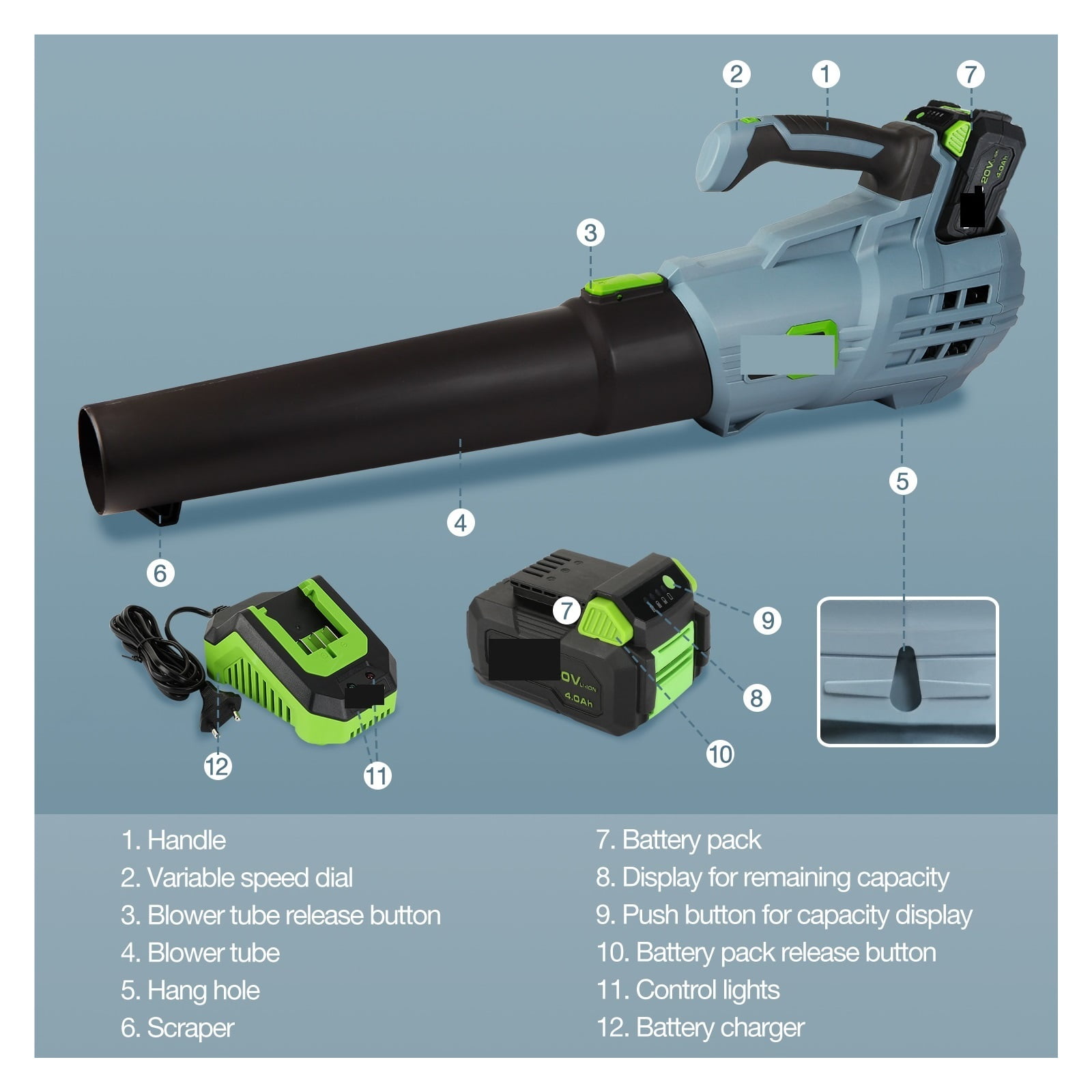 20V Cordless Leaf Blower Cordless Variable Speed Air Blower For Leaves,Dust,Snow Blowing Garden Power Tools Cleaner ,2 IN 1 Trimmer & Edger