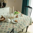 thumbnail image 2 of French tablecloth rectangular - plant-style floral printed jacquard fabric dining table, decorated with retro green flowers, 2 of 9