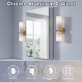 thumbnail image 5 of ANGELES HOME 24" x 36" Wall Mounted Medicine Cabinet, Medicine Cabinet with Tempered Mirror, Anodized Chrome Aluminum Frame, Bathroom Cabinet with 3 Adjustable Shelves, Left Open Door, 5 of 12