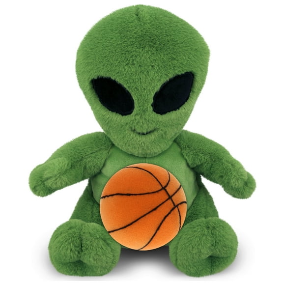 DolliBu Alien Stuffed Toy with Basketball Plush – Soft Huggable Alien, Adorable Playtime Pug Plush Toy, Cute Space Creature Gift, Plush Doll Animal Toy for Kids and Adults – 11 Inches