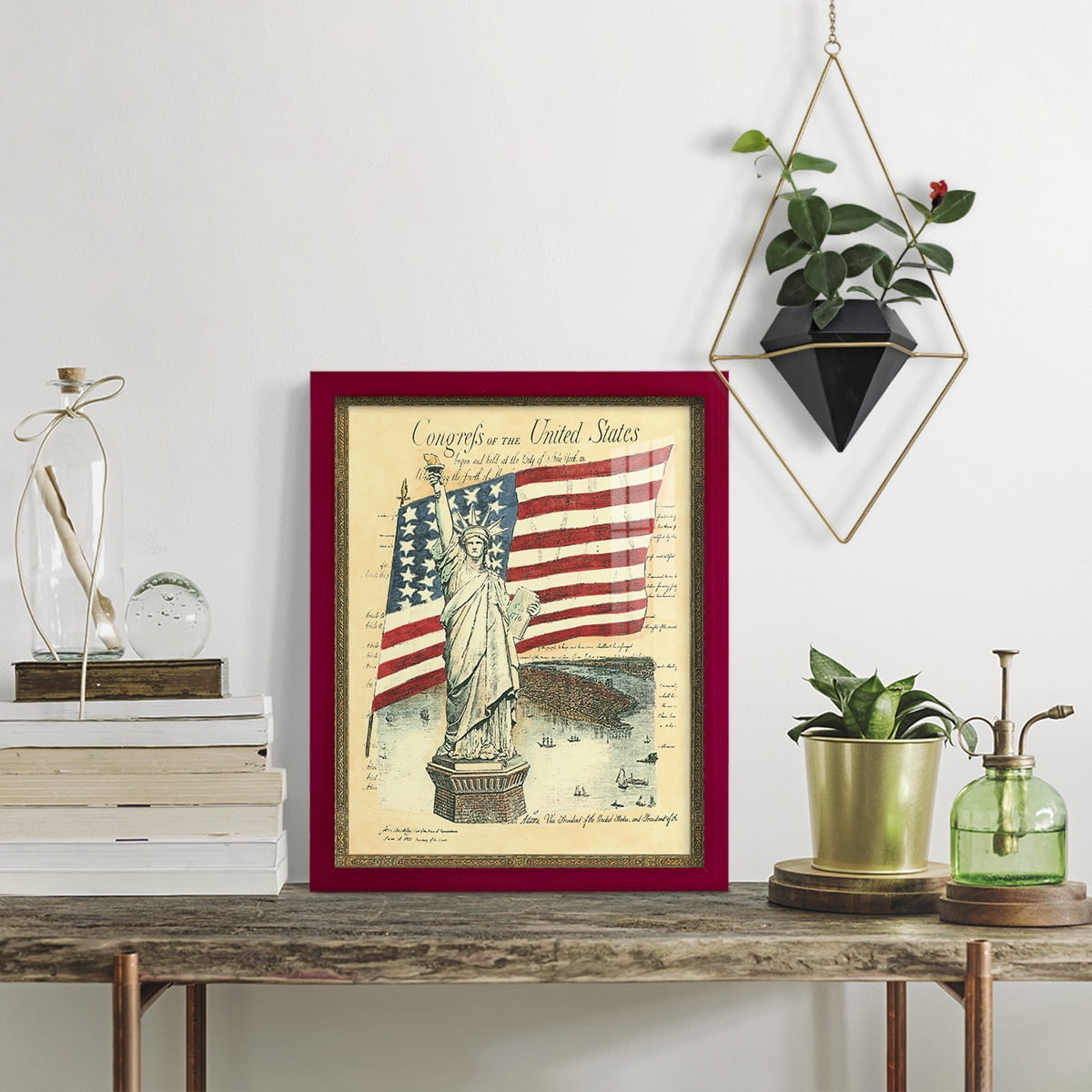 USE D # Proud To Be An American I -Framed Print w/glass-Cherry Red