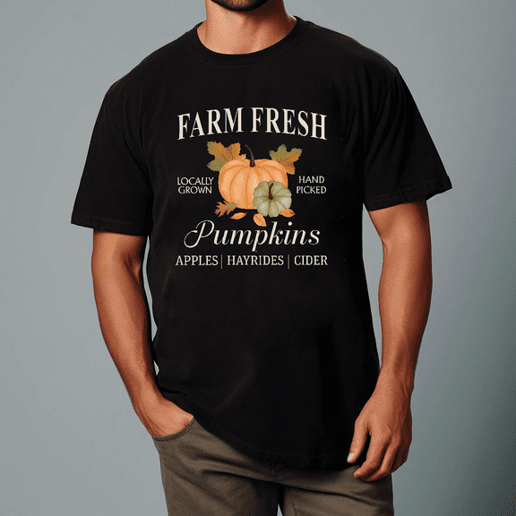 Farm Fresh Pumpkin Fall Patch Season Autumn Graphic Design Unisex T-shirt, for men & women, up to size 5XL